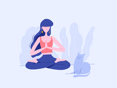 Under pressure calm cat character design illustration lotus meditation people pressure procreate sea website woman yoga
