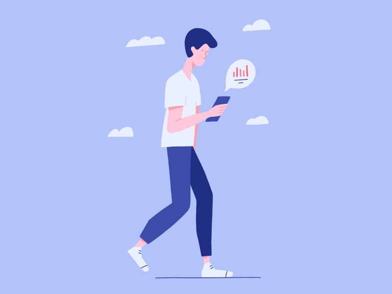 Go Mobile procreate web app onboarding statistics app mobile man people person character website illustration
