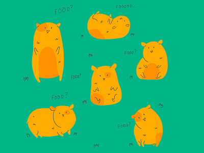 Hamsters animal character cute design food funny hamster hunger illustration pet procreate website