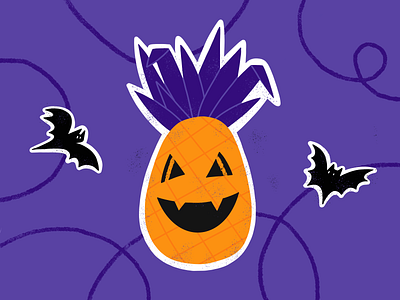 Halloween nightmare art bat character color design drawing halloween illustration pineapple rebound scary sticker stickermule