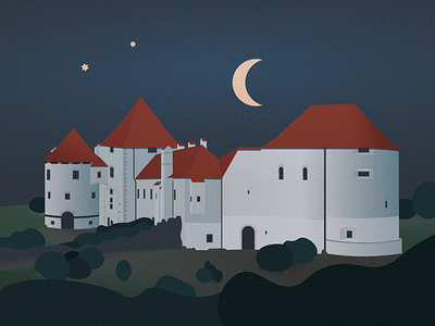 Varazdin Castle castle croatia fairytale fort illustration illustrator medieval moon night postcard travel vector