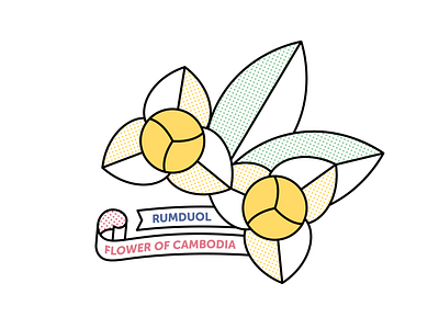 Rumduol — Flower of Cambodia cambodia flower halftone illustration monoline ribbon rumduol vector