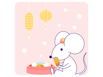 Pona Chinese New Year card: Rat card chinese new year cny instagram lantern lunar new year mantou mouse rat