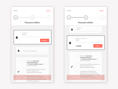 Registration Concept coral onboarding screens password set up registration sign up uidesign