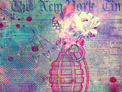 Flower Boom flowers grenade newspaper arrows vector
