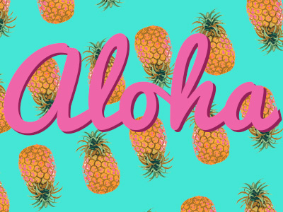 Aloha Pineapples cartoon font pineapples vector