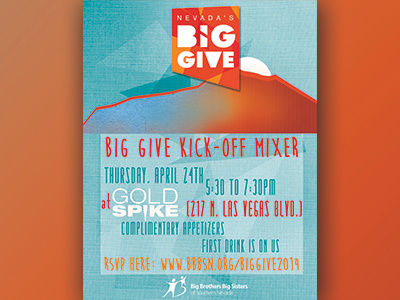 BBBSSN Big Give fundraiser kick-off party flyer blue flyer gradient nevada non profit orange