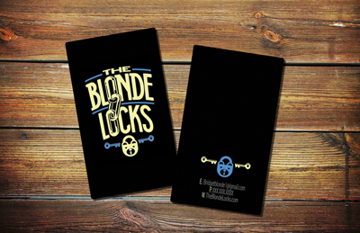 The Blonde Locks Business Cards black branding business cards