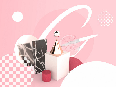 Abstract 3d 3d art composition design dimensions illustration marble minimal pink textures