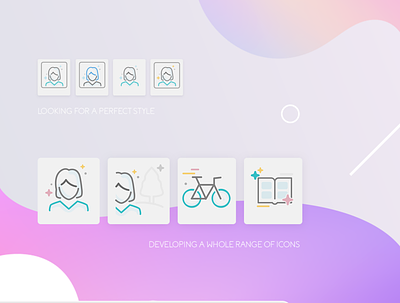 Icons/illustrations app app design bycicle character flat icons illustration minimal person pink ui vector
