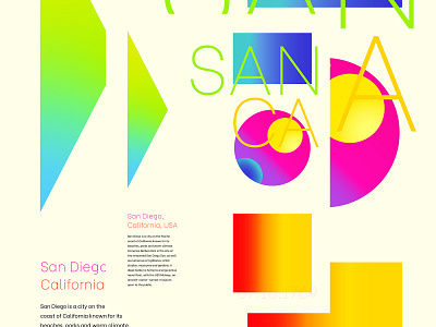 San Diego, CA california colorful concept design poster poster art poster design san diego typography vector