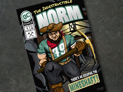 Indestructible Norm (Charlotte 49ers) Cover Poster charlotte 49ers charlotte nc college comic book comic cover comics cominc illustration illustration mascot pick axe poster design super hero