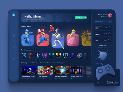 Game Streaming Platform Interface dashboard design gaming gaming website interface service stream streaming service ui ui design ui game ux ux design ux ui web webdesign