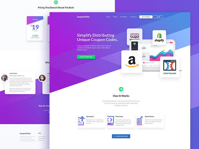 Unique Coupon Codes Distributing Landing Page by Andrii Perevoznik on