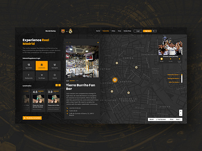 Football Derbies Portal City Page barcelona fitness football map real madrid soccer sport ui ux