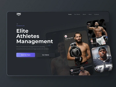 👊 First Round Management website redesign concept clean design landing mma site skeuomorphism sport spotr typography ufc ui ux web