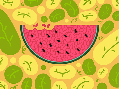 04. Watermelon digital illustration fruit illustration leaves nature vector watermelon