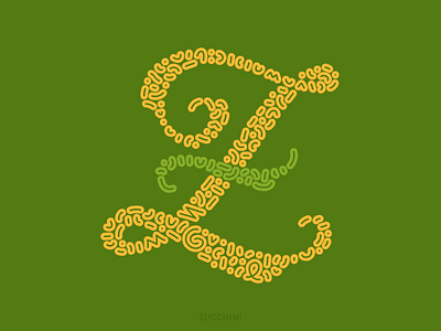 Z 36daysoftype 36daysoftype2021 color pallete digital illustration green illustration letter plant serif vector yellow zucchini zuquini
