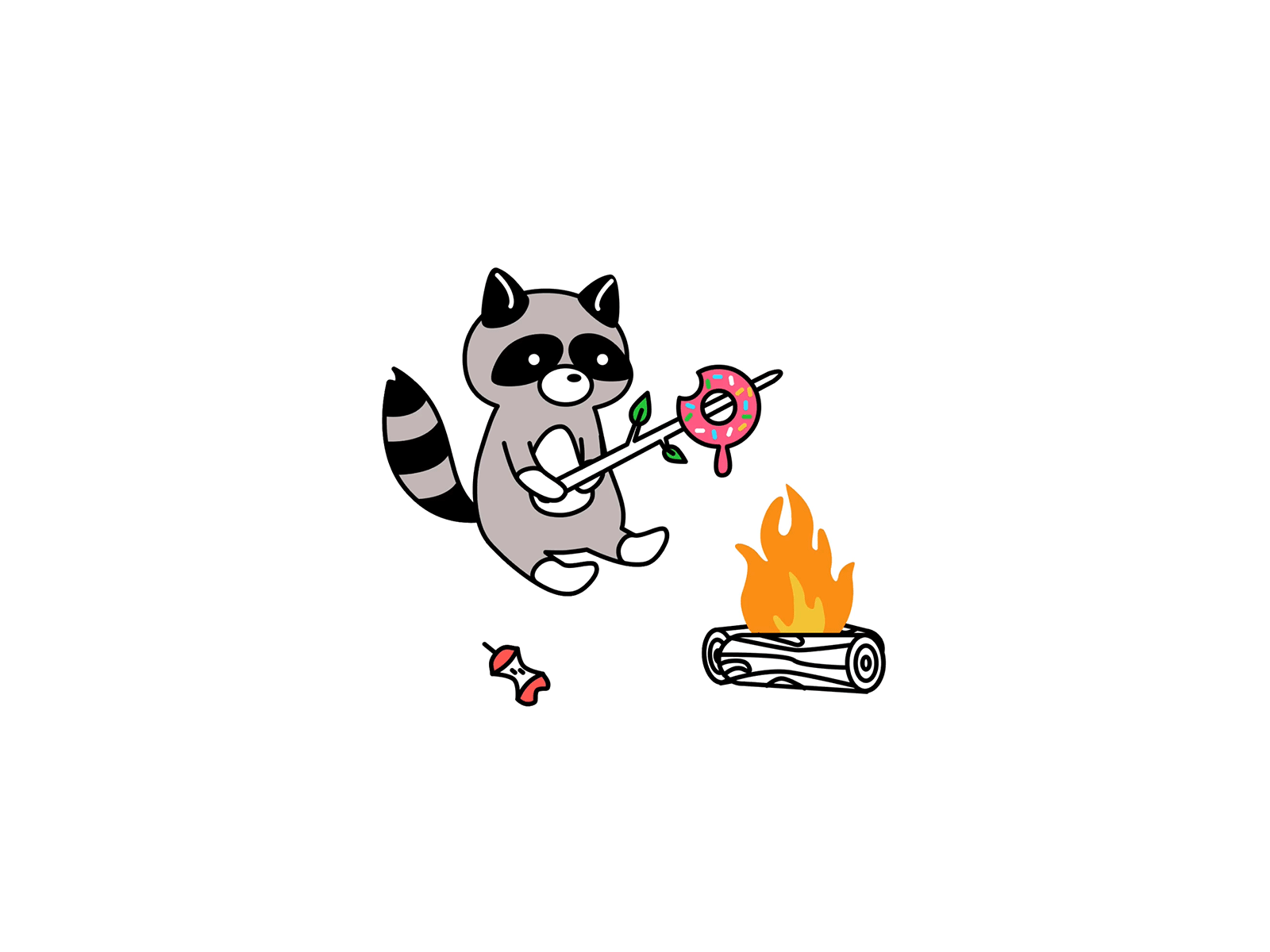 Camping raccoon animation bonfire camping chilltober donut illustration inktober inktober2019 invision studio invisionstudio raccoon