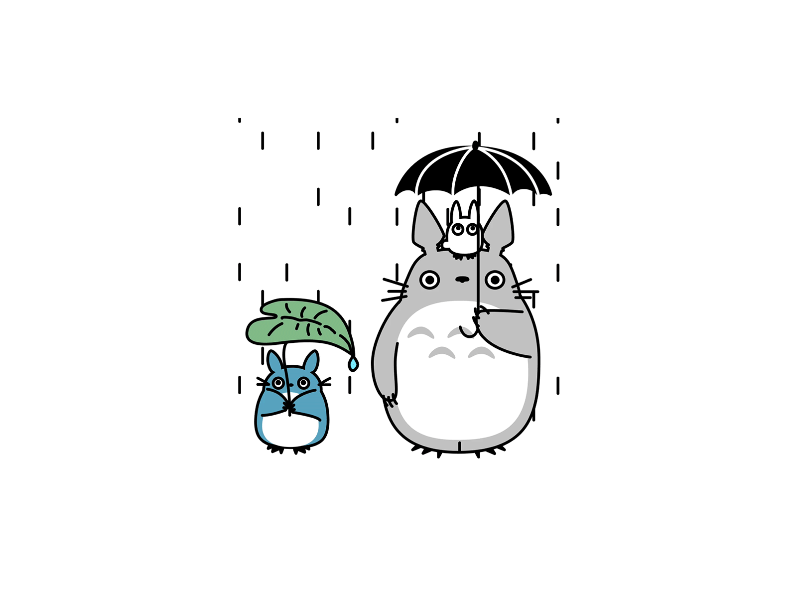 Totoro in the rain animation chilltober ghibli illustration inktober inktober2019 invision studio invisionstudio studioghibli totoro