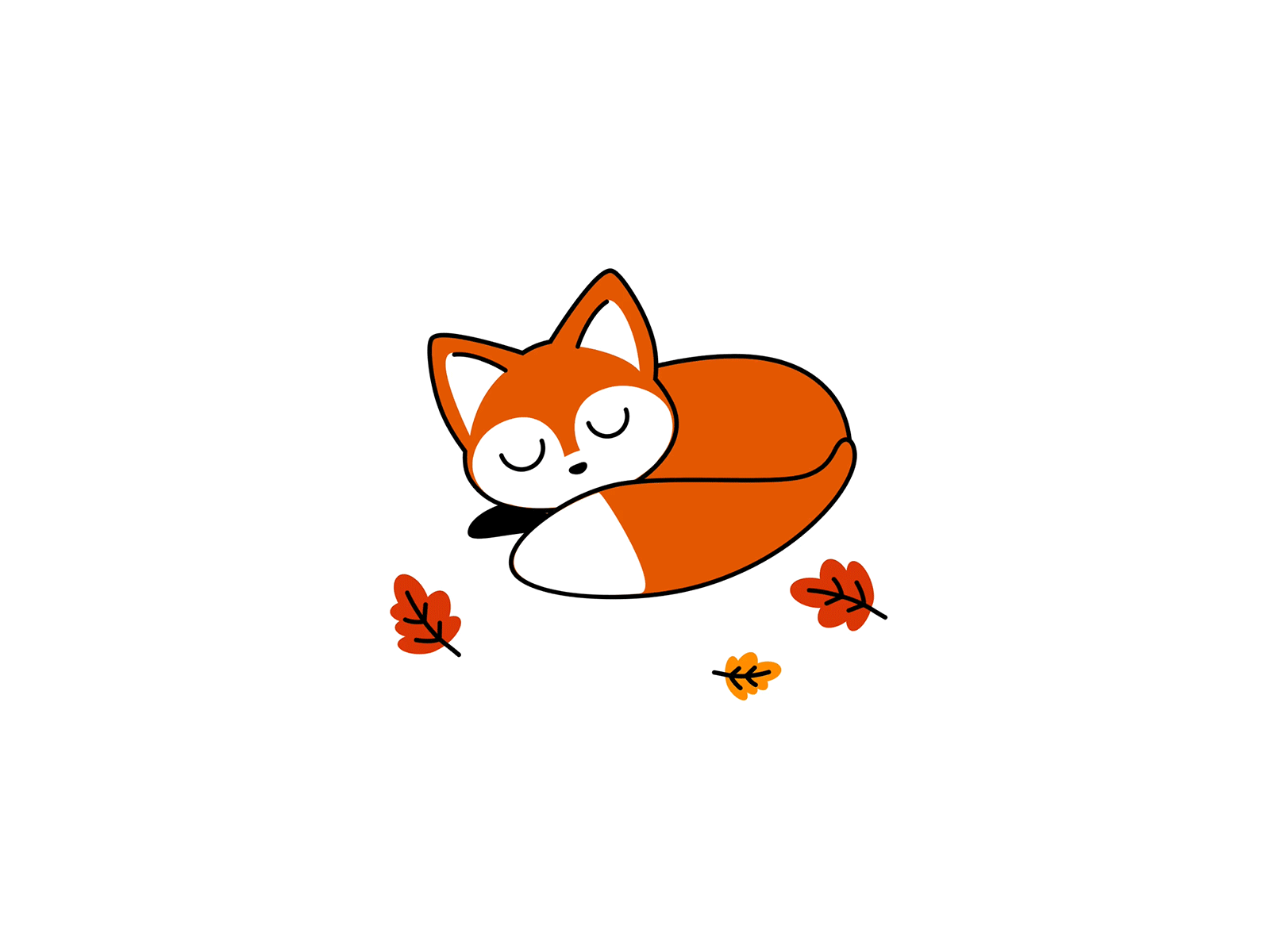 Falling animation chilltober fall fox illustration inktober inktober2019 invision studio invisionstudio leaf orange sleepy