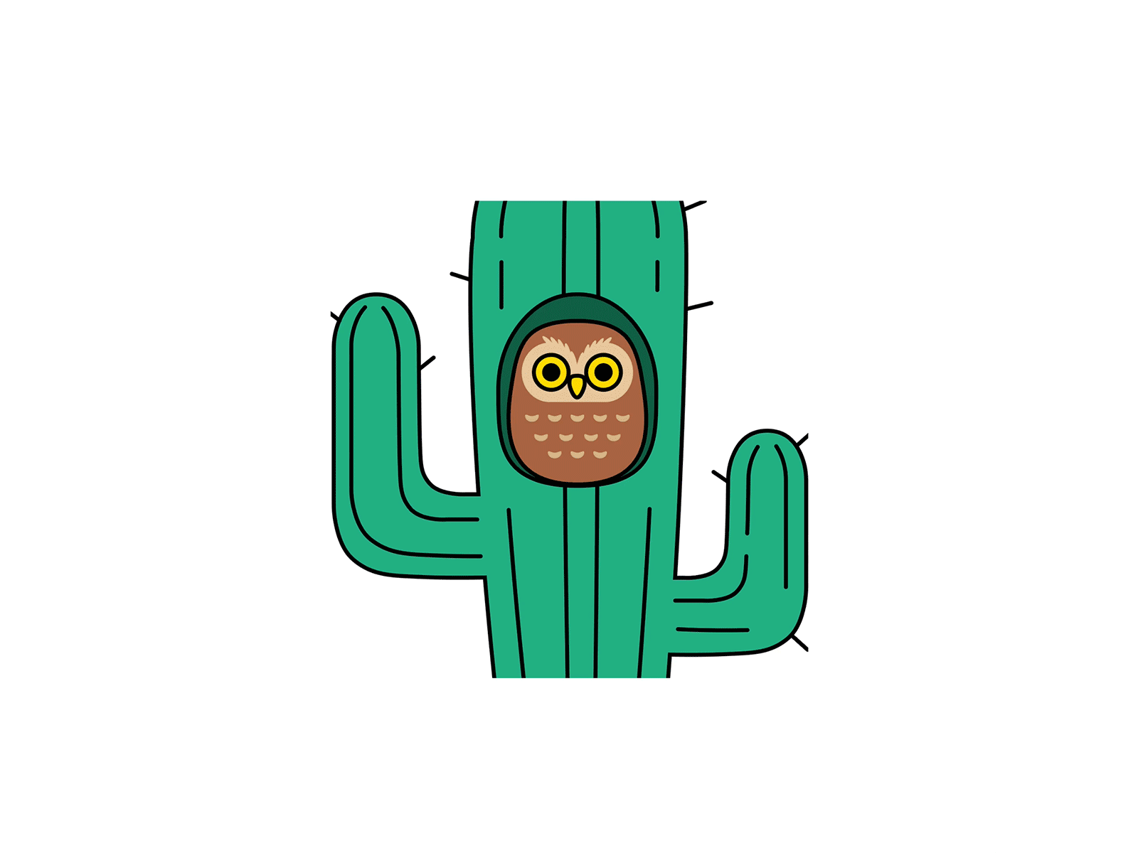 Sonoran desert animation cactus chilltober illustration inktober inktober2019 invision studio invisionstudio owl sahuaro