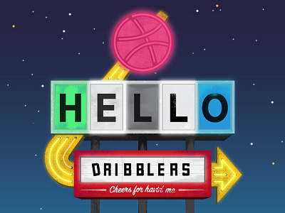 Hello Dribblers! illustration illustrator neon sign vector