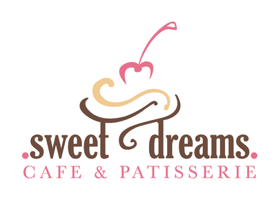 Sweet Dreams Logo brown cafe cake cherry chocolate cupcake food frosting swirl
