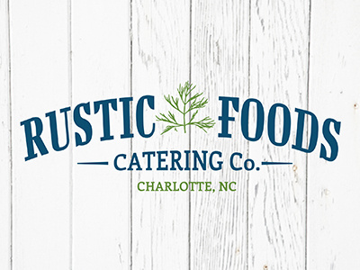Rustic Foods Catering Co. blue catering charlotte dill food green herbs logo restaurant rustic