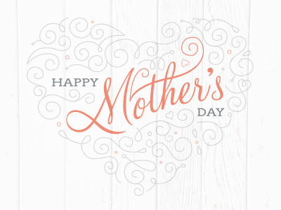 Mother's Day Card custom feminine heart love mother script swirl typography