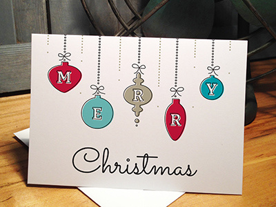 Merry Christmas Card card christmas illustration line ornament retro script vintage