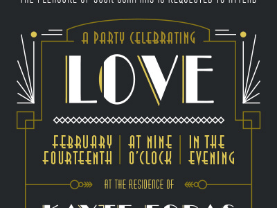 Gatsby Valentines Party Invite gatsby geometric gold invitation line art typography
