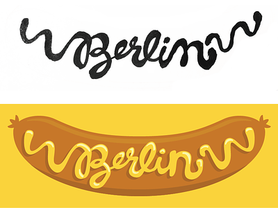 Das ist eine Bratwurst berlin bratwurst germany hand hand drawn illustration lettering mustard sausage script type typography