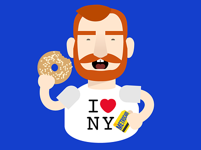Bagel State of Mind bagel beard cartoon character colorful eating illustration man metrocard new york nyc redhead