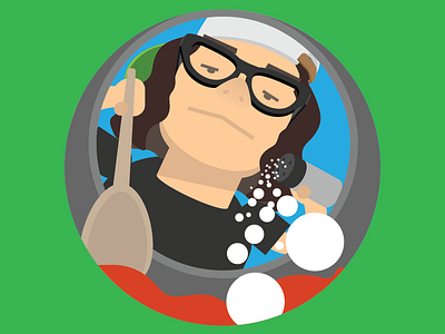 Saucy angle character cooking flat illustration low angle man nostrils perspective hipster sauce skater