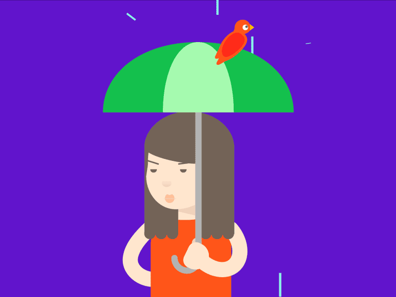 Sh*t Happens II after effects animation bird gif girl illustration poo rain shit umbrella