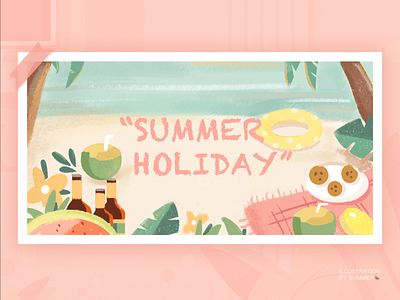 Summer holiday illustration ps ui
