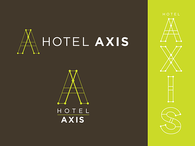 Hotel Axis Logo brand hotel line logo minimal typographic