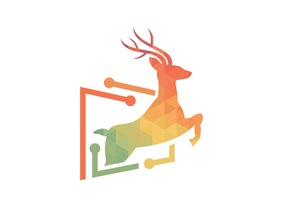 Vector Illustration Of Deer Geometric Logo 2