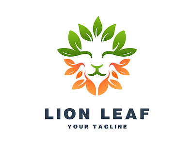 Lion leaf logo design abstract animal art background branding concept design illustration logo vector