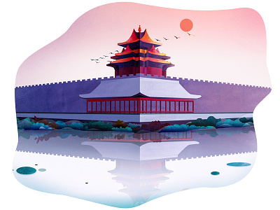 Forbidden City Octagon building illustration