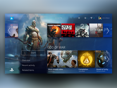 PlayStation UI Concept concept games interface play station playstation ui ux videogames