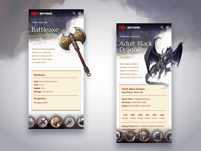 DnD Beyond 2 android concept design dnd dungeons and dragons games ios mobile app roleplaying rpg tabletop tabletop rpg ui ux