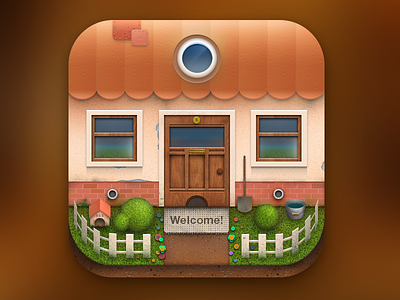 Home icon app dog flower garden green ground home icon ios rooftop tree window
