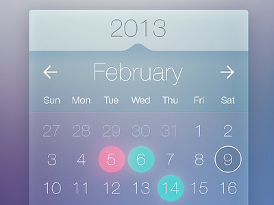 Calendar Widget app calendar clean flat free interface ios ios7 iphone psd rounds ui