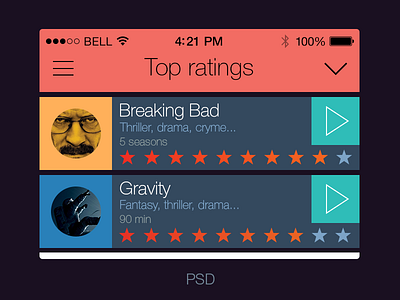 Cinema guide ios 7 app cinema concept design flat free freebie ios 7 mobile psd ui user interface vector