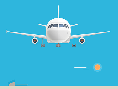 Landing in Nevada air airport clean cloud details flat illustration landscape minimalism plane sky