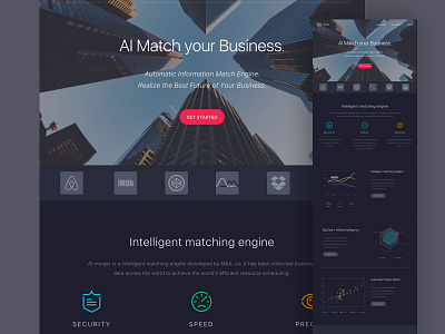 Merger-free dark colored landing page sketch template