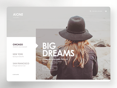 Alone The Journey - Traveling website big image clean design homepage design lady landing page light travel agency traveling trionn typography ui web website