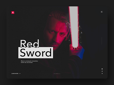 Red Sword : Website Homepage black clean dark ui gradient design homepage imagery landing page red typography web website